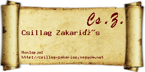 Csillag Zakariás névjegykártya